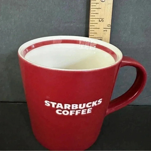 Starbucks 2010 fire engine red bone china Coffee Tea Hot Chocolate Mug Cup SALE! - Picture 5 of 6